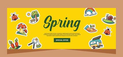 Horizontal spring banner template. Vector design