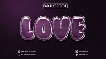 Editable Love balloon text effect psd