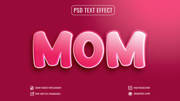 mães dia editável 3d texto efeito psd