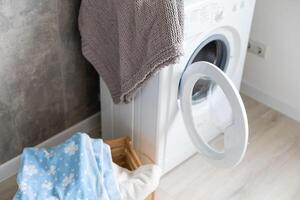 Laundry room in new apartment. photo