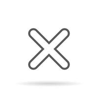 X cross mark line icon vector isolated on white background. Reject sign symbol