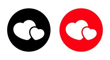 Double heart icon vector on circle background. Two love sign symbol