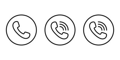 Call, handset line icon vector on circle outline