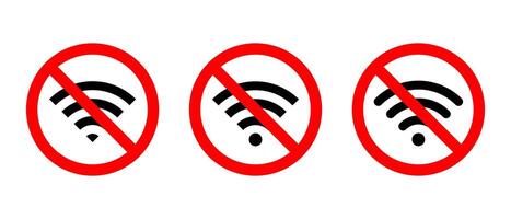 Wifi signal with forbidden sign icon vector. Wireless network prohibition symbol vector