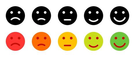 Customer satisfaction level icon vector. Five facial expression of feedback concept vector