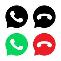 Phone call, hung up handset in speech bubble icon vector