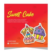 Sweet cake flayer or social media post template vector