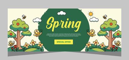 Horizontal spring banner template. Vector design