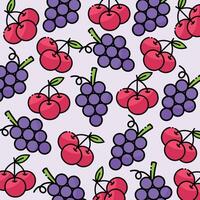 Grape and cherry pattern design or background vector