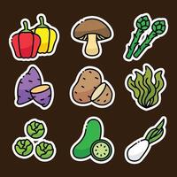 Set sticker for vegetable design vector