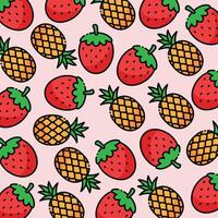 Strawberry and pineapple pattern design or background vector