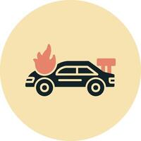 Accident Car In Fire Vector Icon