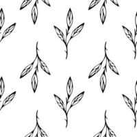 Seamless floral pattern. Endless botanical background. Spring flowers, wildflowers, repeating print. Black and white natural texture for fabric, textile design. Flat graphic vector illustration