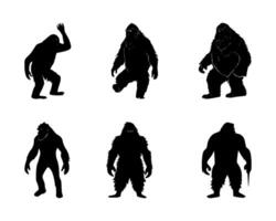 AI generated set of yeti silhouettes on isolated background vector