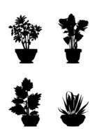 AI generated set of ornamental plant silhouettes on isolated background vector