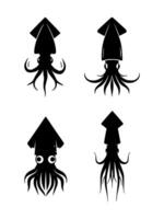 AI generated set of squid silhouettes on isolated background vector