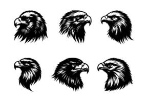AI generated set of eagle bird head silhouettes on isolated vector