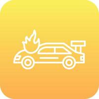 Accident Car In Fire Vector Icon