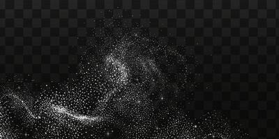 Collection of glittering stars with golden shimmering swirls, shiny glitter design. Magical motion, sparkling lines on a black background. vector