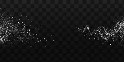 Collection of glittering stars with golden shimmering swirls, shiny glitter design. Magical motion, sparkling lines on a black background. vector