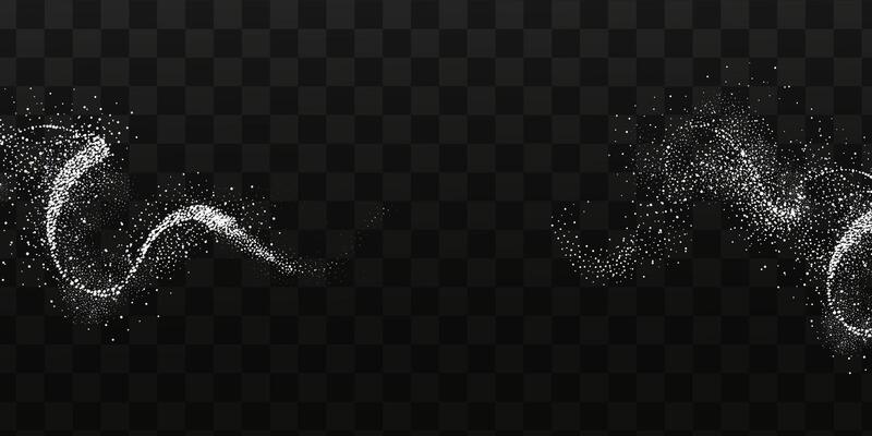 Collection of glittering stars with golden shimmering swirls, shiny glitter design. Magical motion, sparkling lines on a black background.