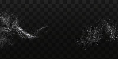 Collection of glittering stars with golden shimmering swirls, shiny glitter design. Magical motion, sparkling lines on a black background. vector