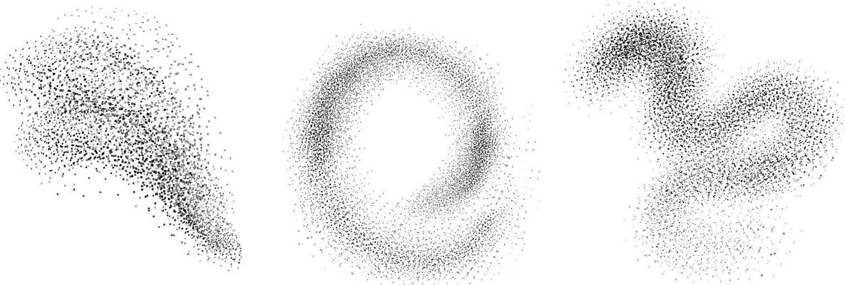Gradient noise grain texture stains, black and white dotted spray shades, and sand dust spots.