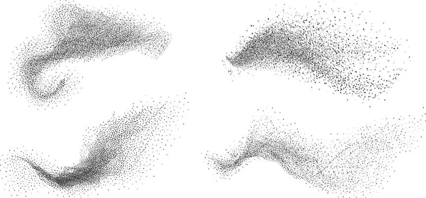 Gradient noise grain texture stains, black and white dotted spray shades, and sand dust spots.