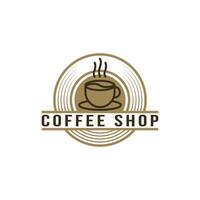 Coffee shop logo design vintage retro label circle vector