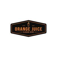 orange juice logo design concept vintage retro badge stamp label vector