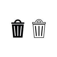 Trash icon silhouette and line on white background vector