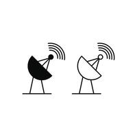 antenna icon silhouette and line isolated on white background vector