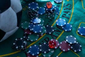 The 3d rendering of difference coloured casino chips photo