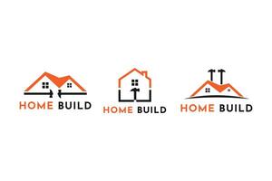 edificio construcción logo diseño con martillo concepto, construir construcción logo diseño conjunto colección vector