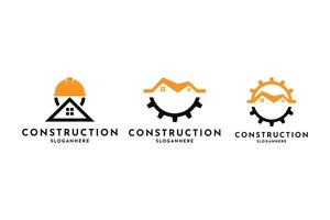 Building construction logo design concept, build construction logo design set collection vector