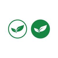 green leaf icon vector logo with circle design concept