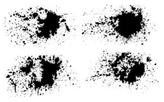 set of black ink splashes vector illustration, black and white grunge splatter background, a set of black ink circles brush stroke bundle on a white background,black and white icons set,