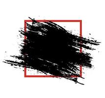 a black and red square with a red frame brush stroke with white square on a black background, a red paint splatter brush, sale template, grunge brush vector