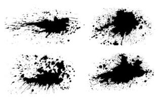 set of black ink splashes vector illustration, black and white grunge splatter background, a set of black ink circles brush stroke bundle on a white background,black and white icons set,