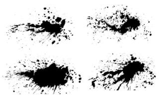 set of black ink splashes vector illustration, black and white grunge splatter background, a set of black ink circles brush stroke bundle on a white background,black and white icons set,