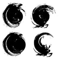 four black ink circles with swirls vector bundle, circle brush stroke, ink stroke brush, circle set circle stroke, sumi brush stroke pattern