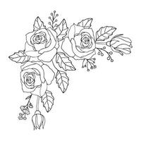 A rose flower border. Vintage corner frame design element vector