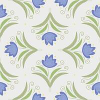 Seamless patterns. Set of summer blue flowers . Simple flat modern drawing. Floral texture for textile and fashion design. Spring botanical print. vector