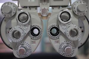 Ophthalmology, eye exam, Phoropter refractor, eye test photo