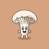 Cute happy oyster mushroom design cartoon illustration vector