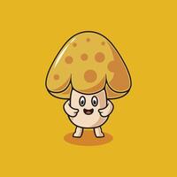 Young paddy straw mushroom design cartoon illustration vector