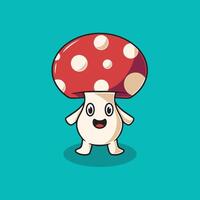 Cute young fly agaric mushrooms cartoon illustration vector