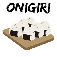 Onigiri Japanese food cartoon illustration vector