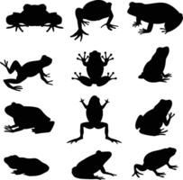 Frog silhouette set vector illustration