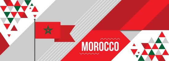 Morocco national or independence day banner design for country celebration. Flag of Morocco modern retro design abstract geometric icons. Vector illustration